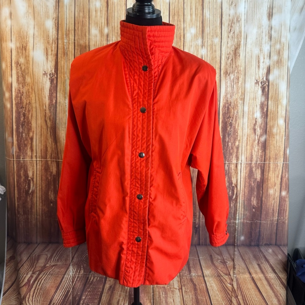 Neil Martin Women's Vintage Shoulder Pads Button Down Orange Jacket Size 12